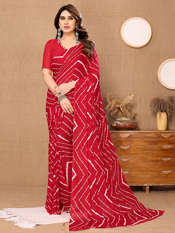 women printed casual wear saree with blouse