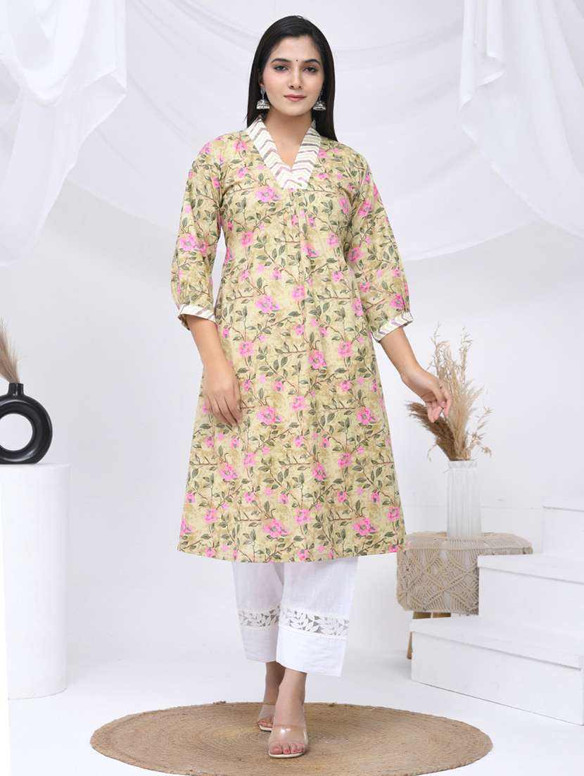 women three quarter sleeve a-line kurta
