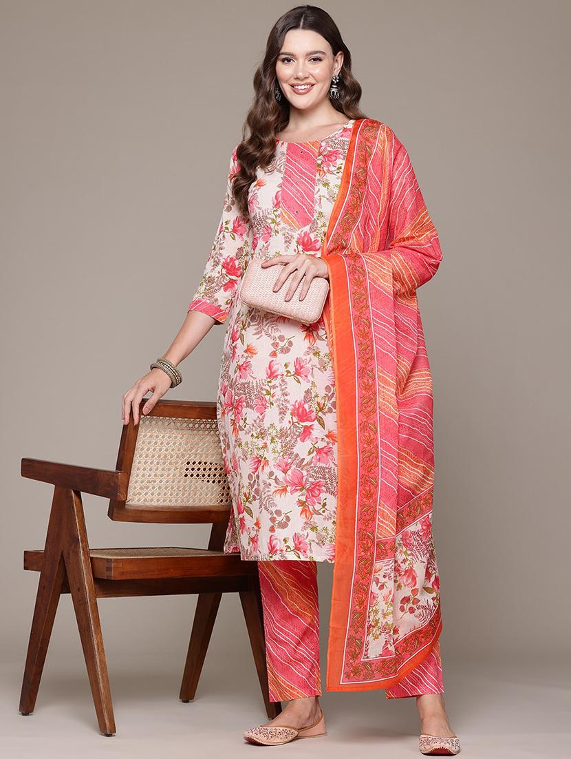 women floral kurta pant set with dupatta