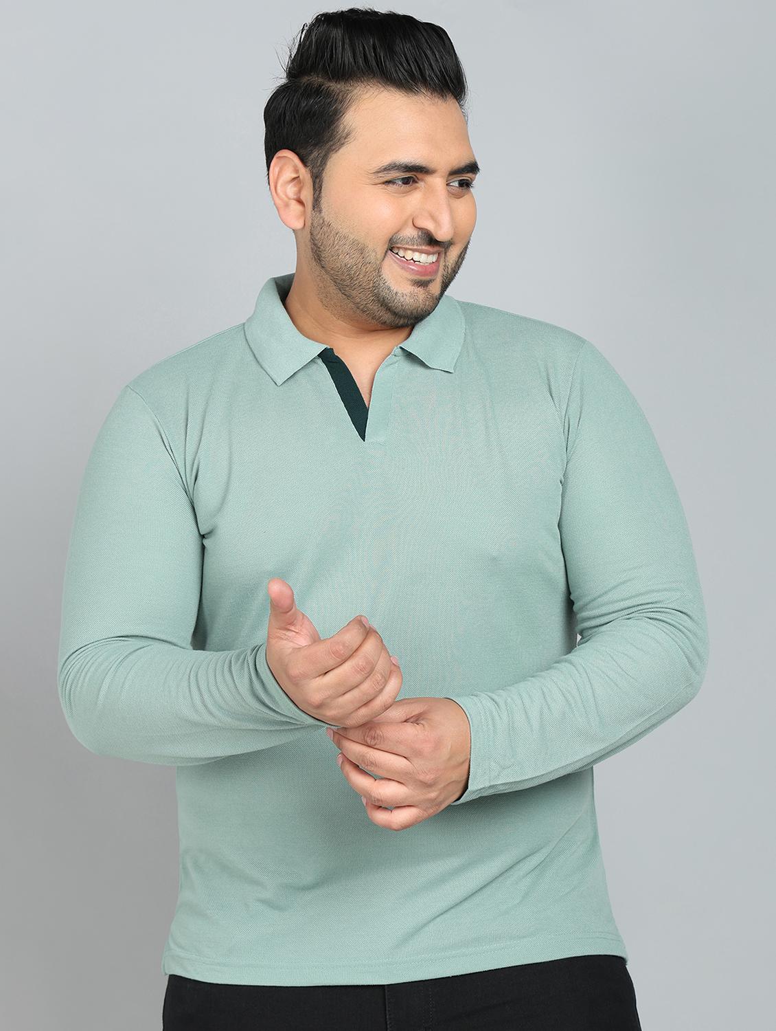 men plus size polo neck plain t-shirt