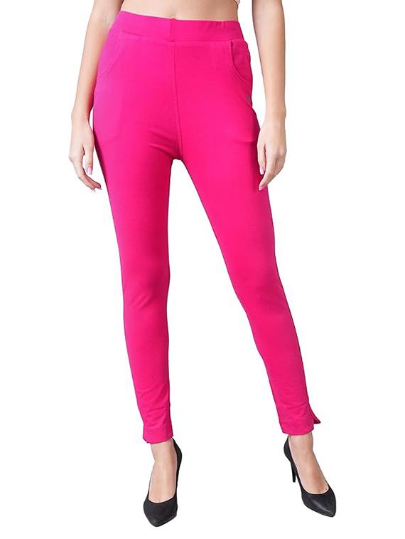 women solid ankle length jeggings