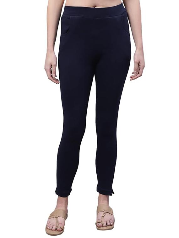 women solid ankle length jeggings