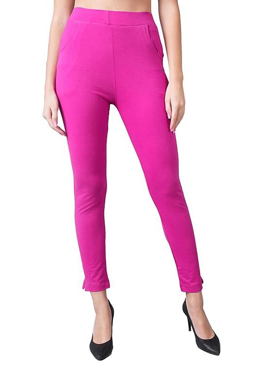 women solid ankle length jeggings