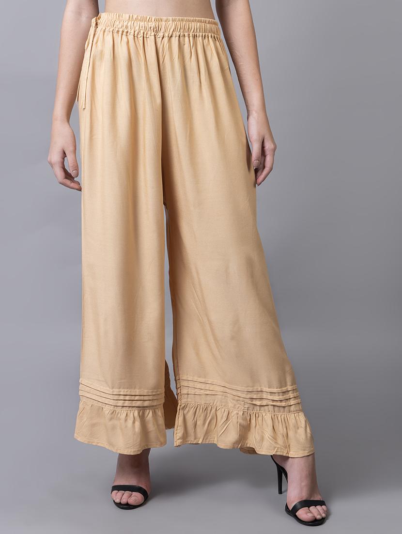 women solid flared palazzo