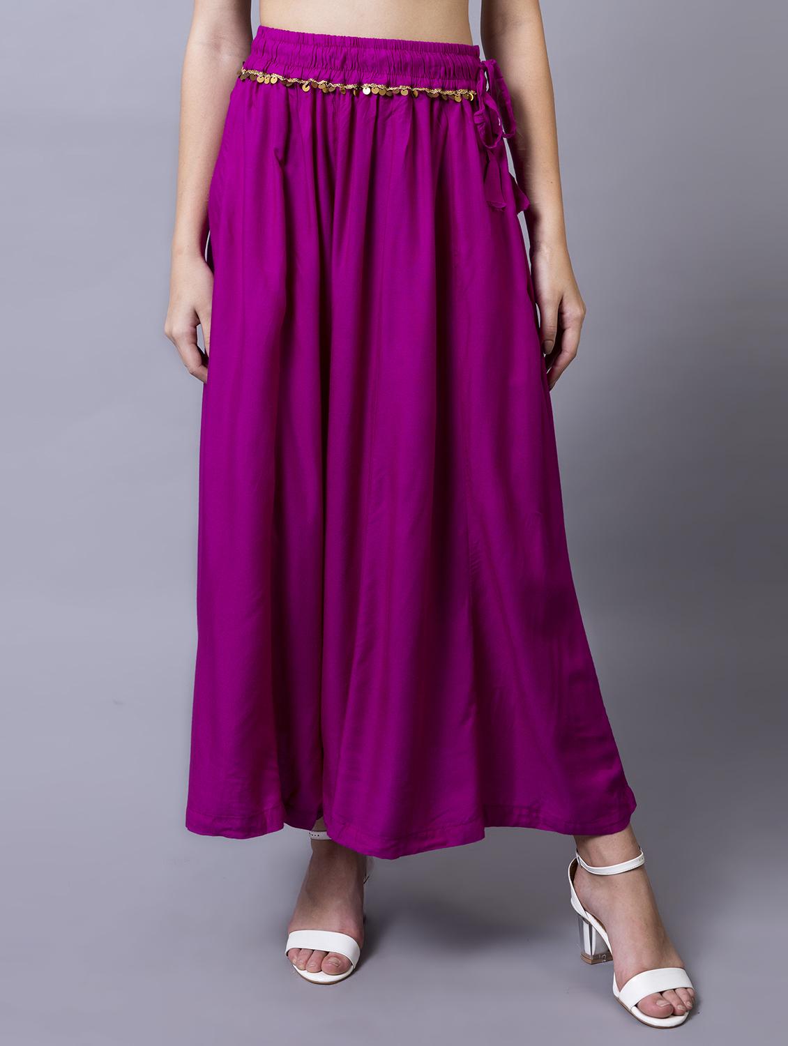women solid flared palazzo