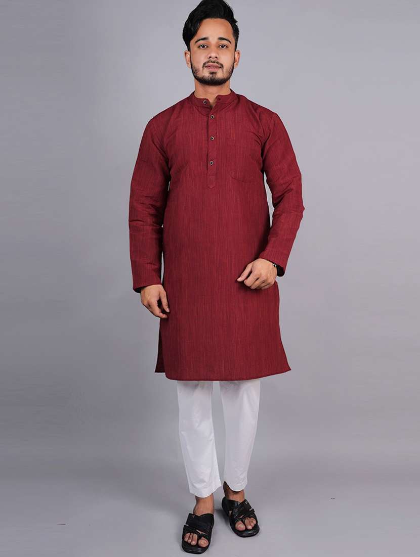 men melange long sleeves kurta