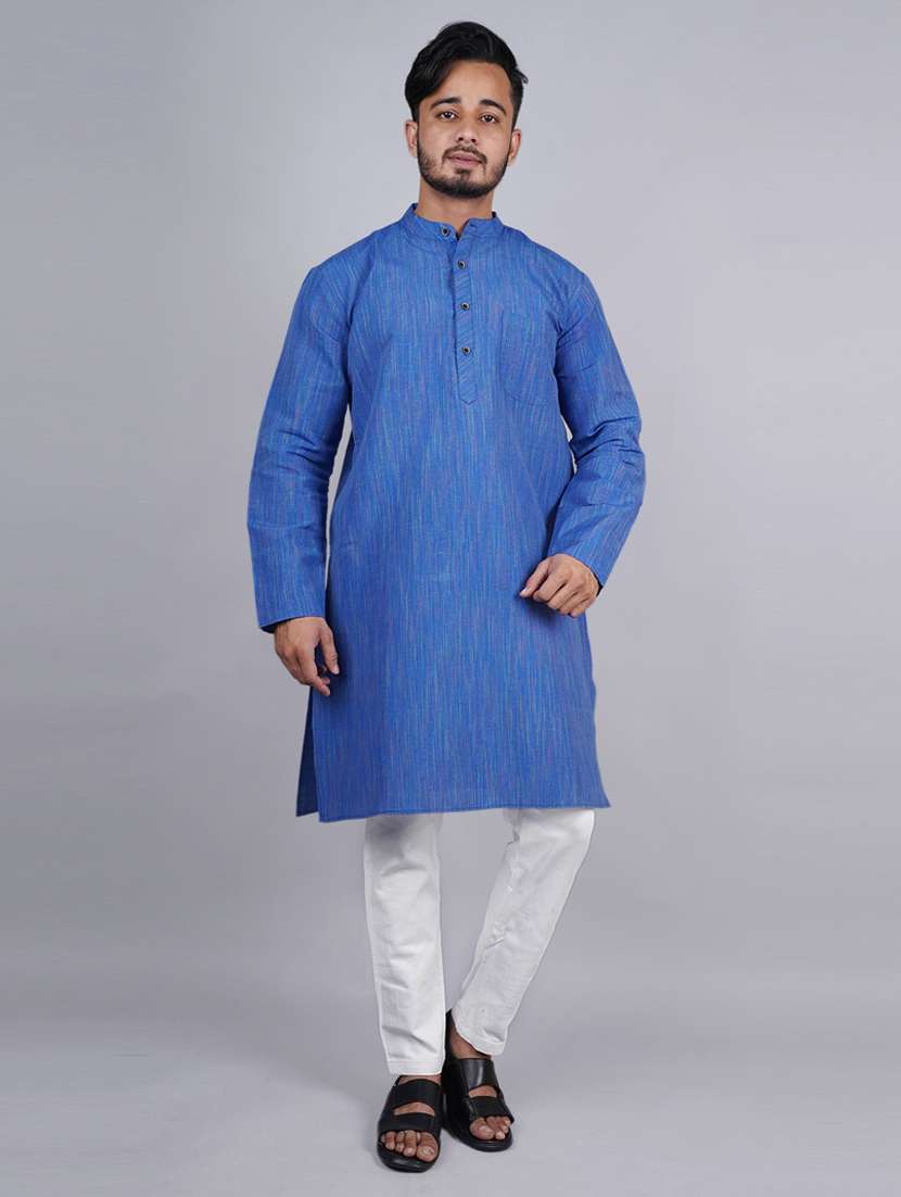 men melange long sleeves kurta
