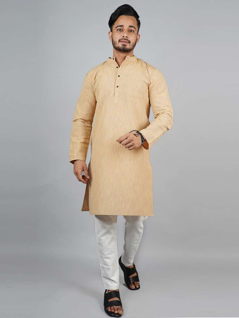 men melange long sleeves kurta