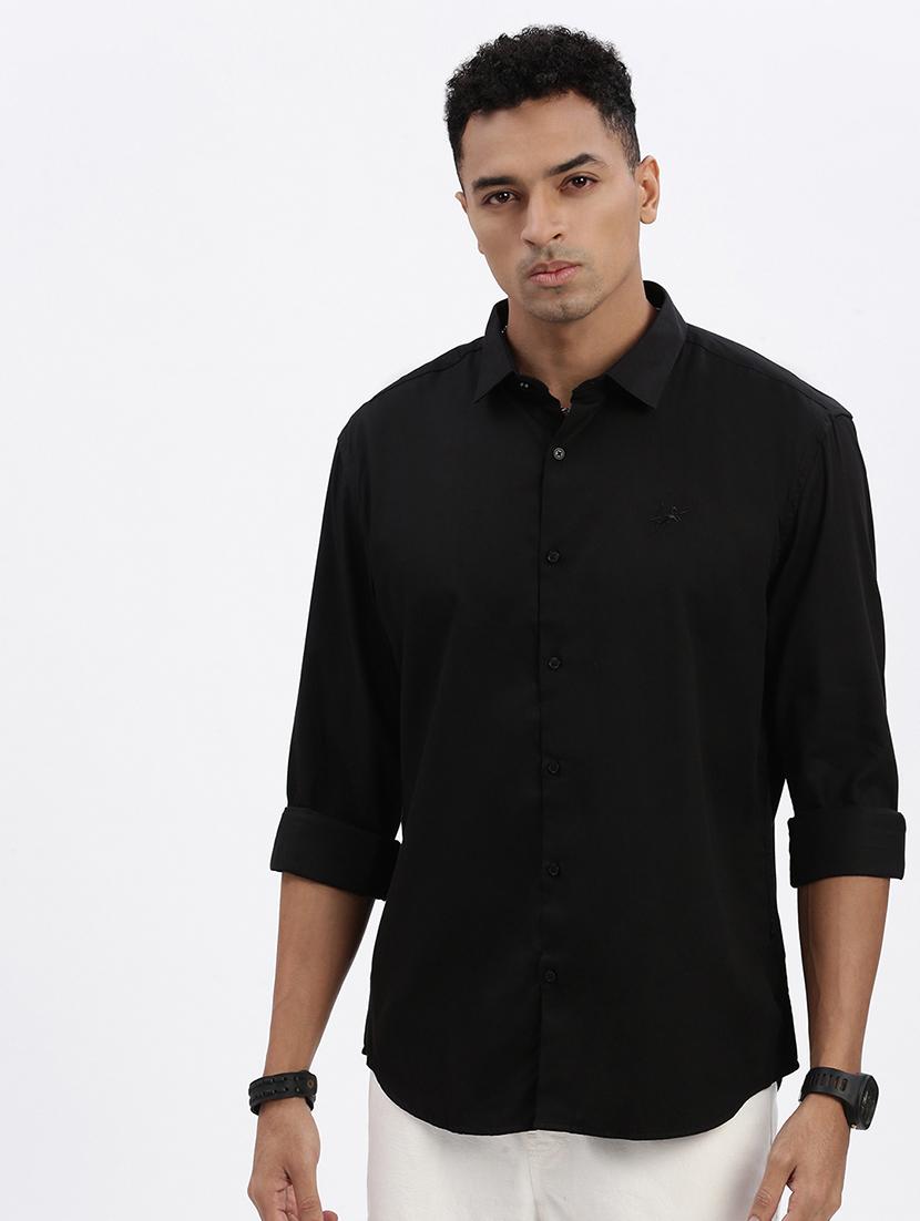 men solid long sleeve casual shirt