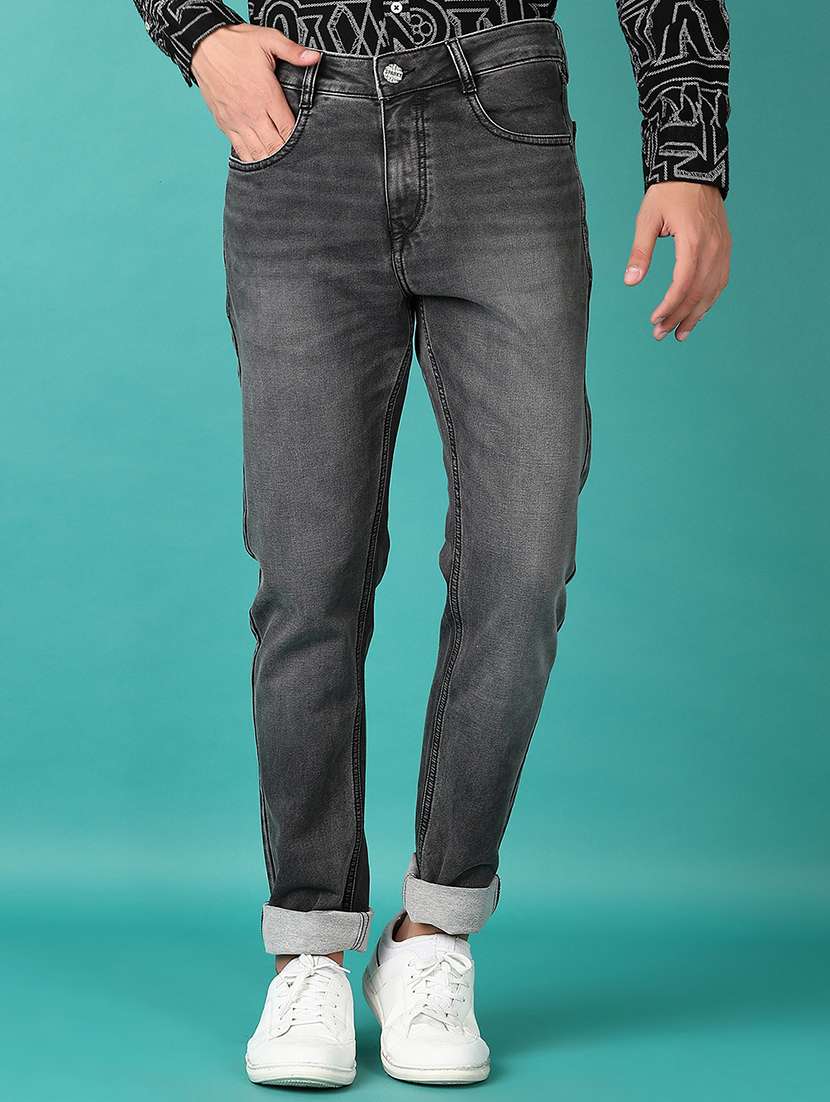 men solid mid rise slim fit jean