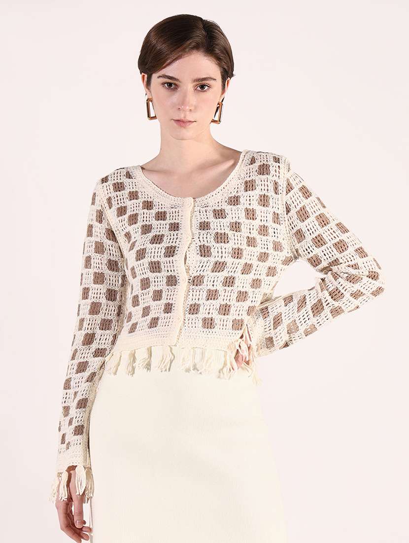 women crochet detailed crop top