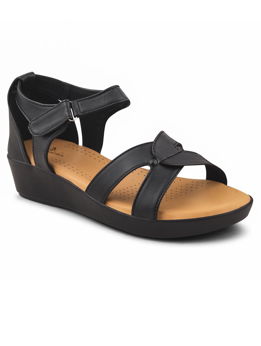 women solid ankle strap wedge