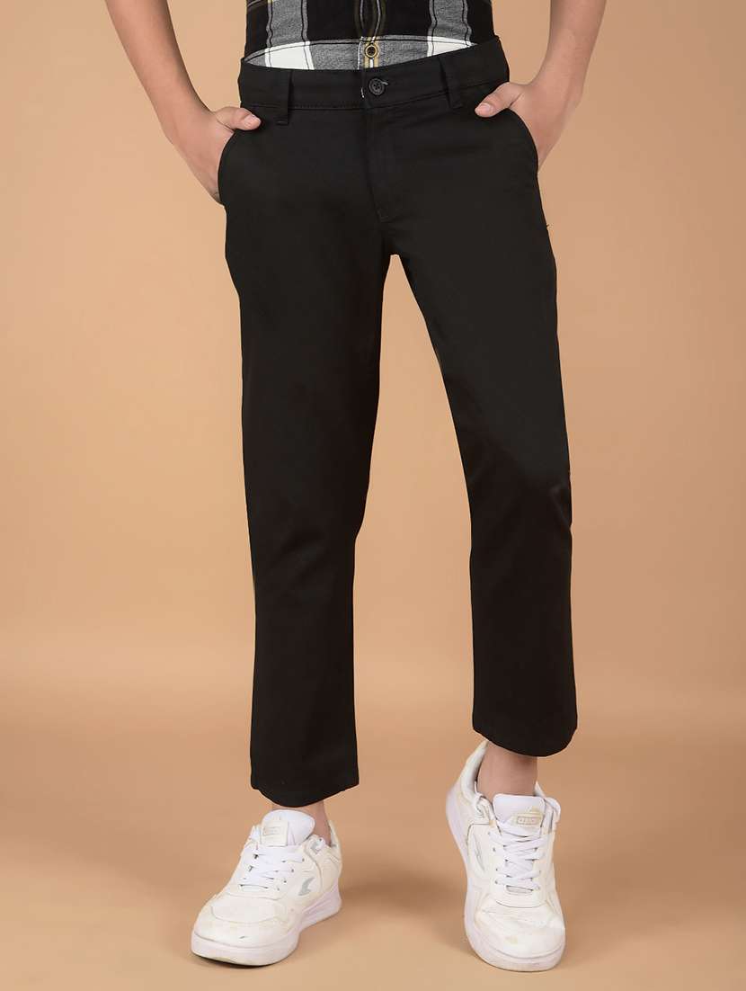 boys solid ankle length chinos trouser