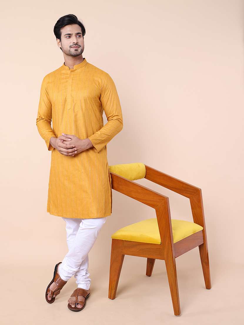 men self design kurta churidar ethnic wear set