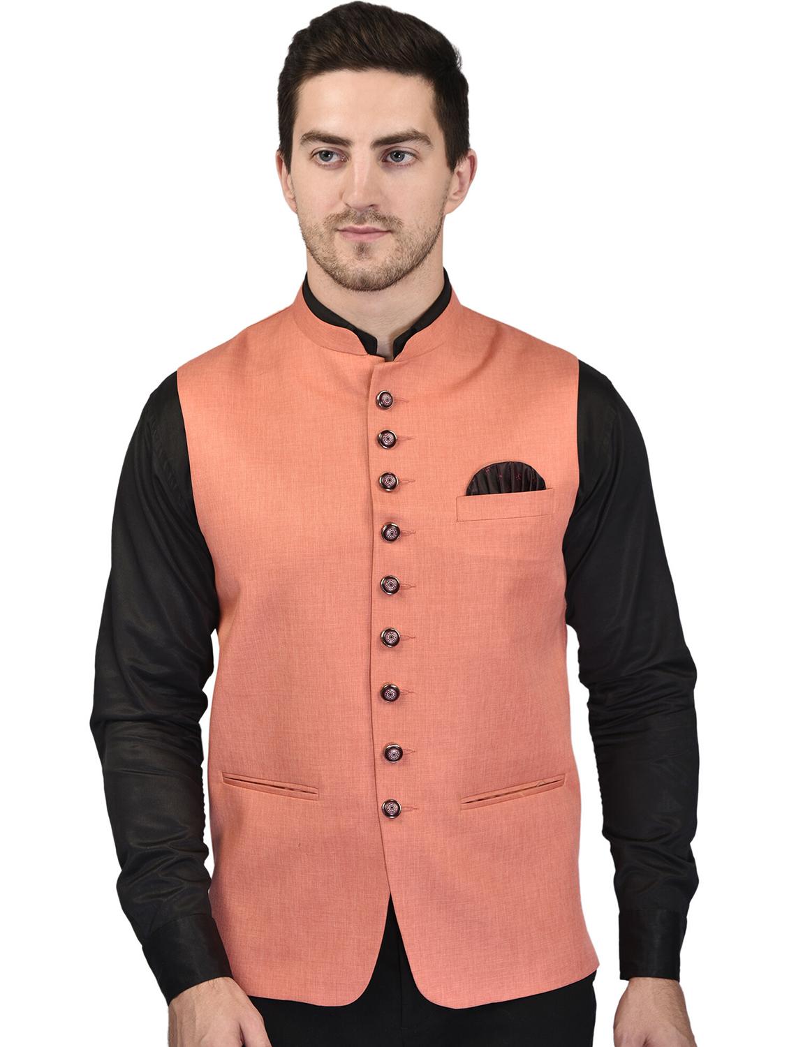men solid sleeveless nehru jacket