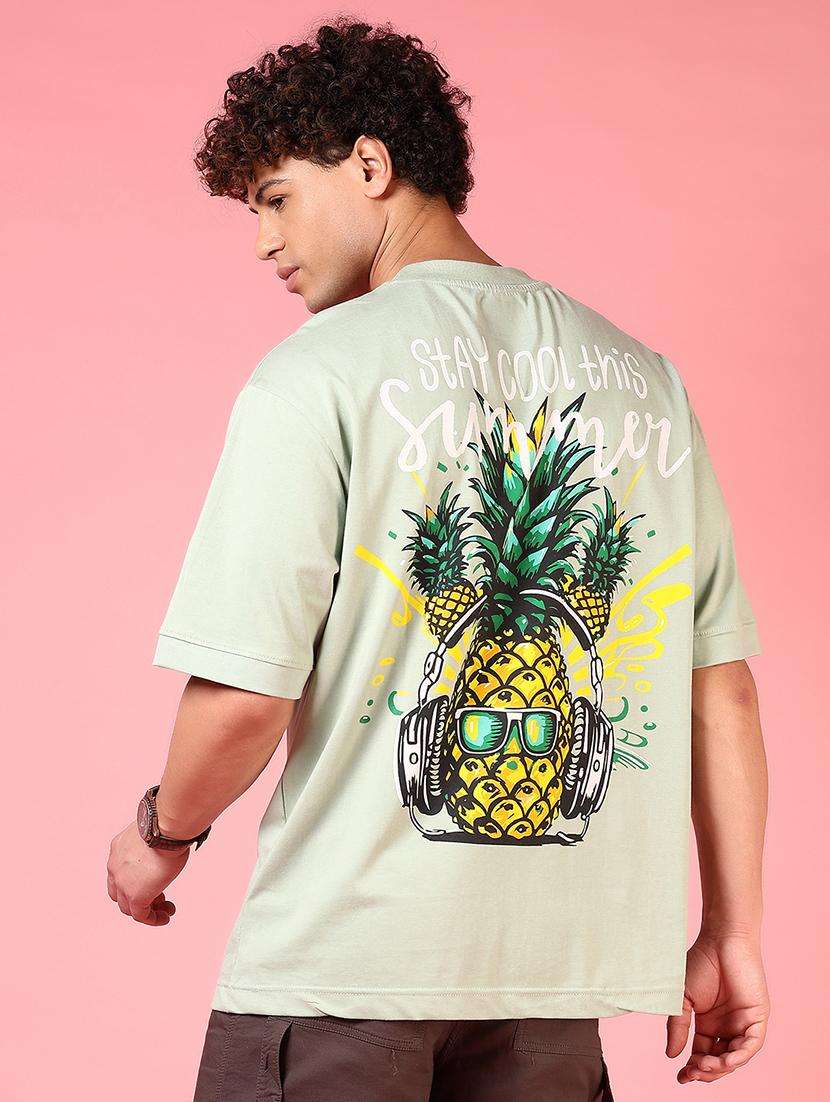 men back print short sleeves t-shirt