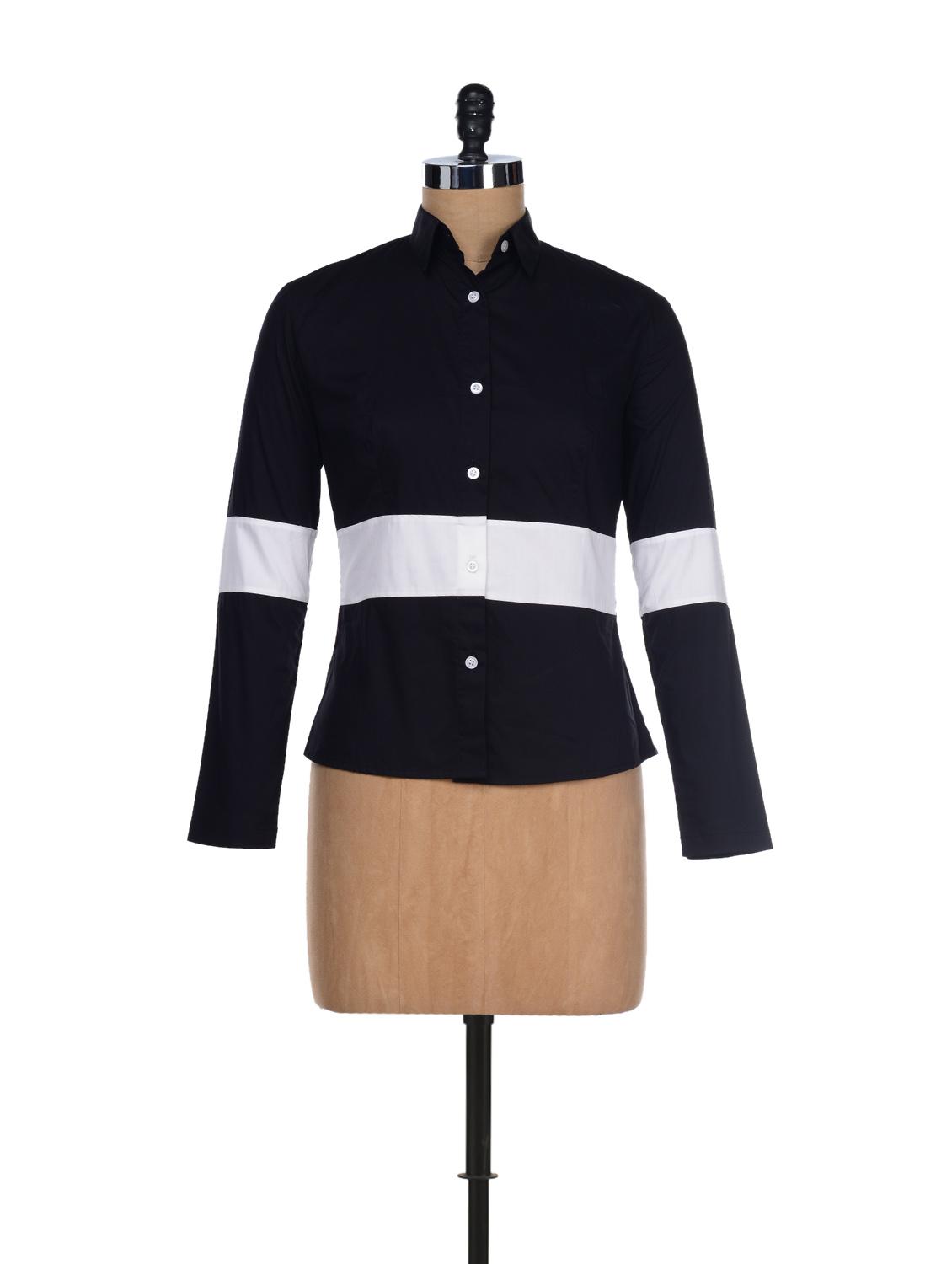 Black & White Colorblocked Shirt - I KNOW By Timsy & Siddhartha