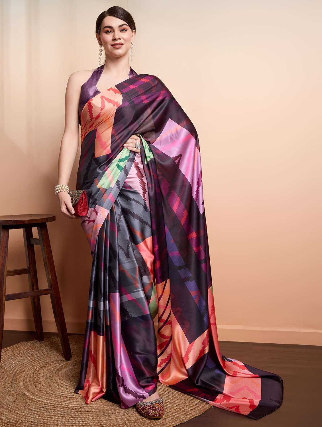 women printed casual wear saree with blouse