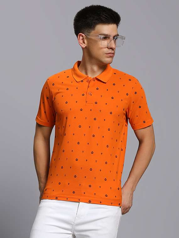 men printed short sleeve regular fit polo t-shirt