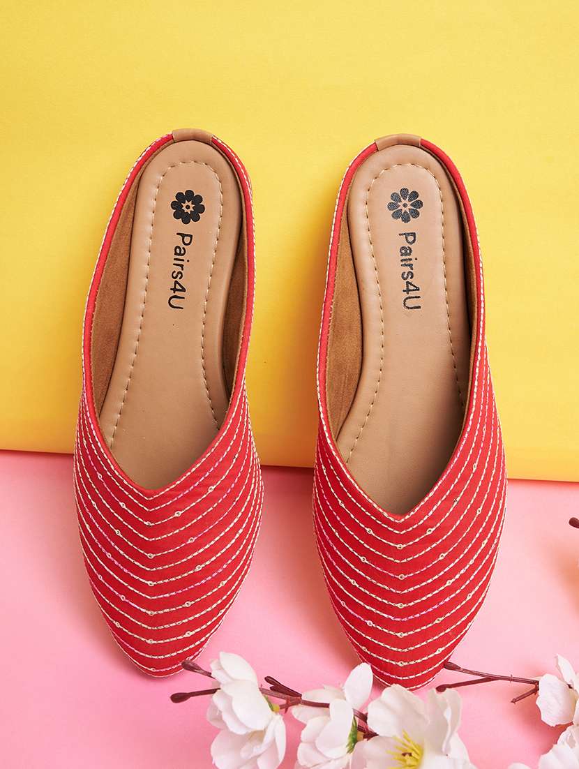 women embroidered slip on ethnic mule