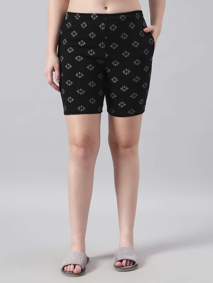 women printed mid rise loung wear shorts