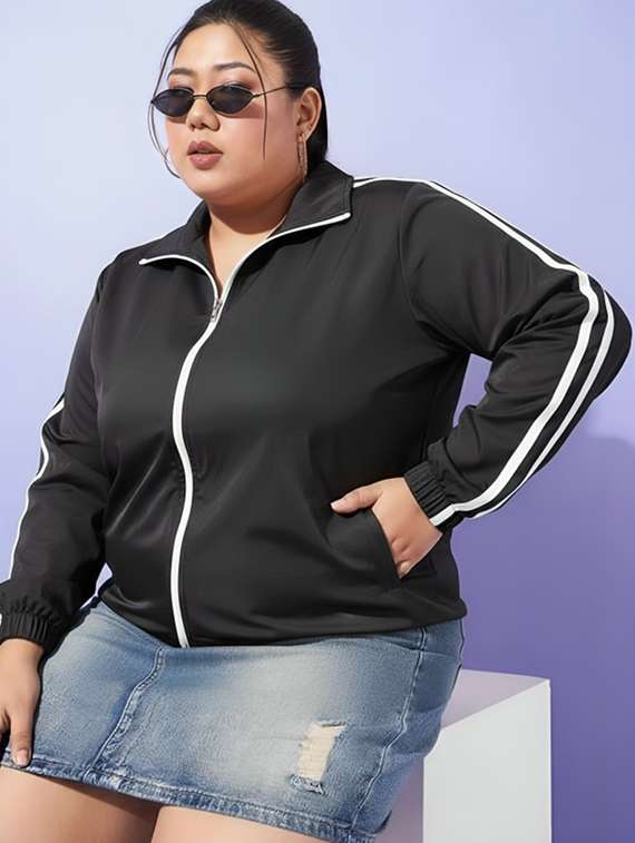 women tapered long sleeve windcheater jacket