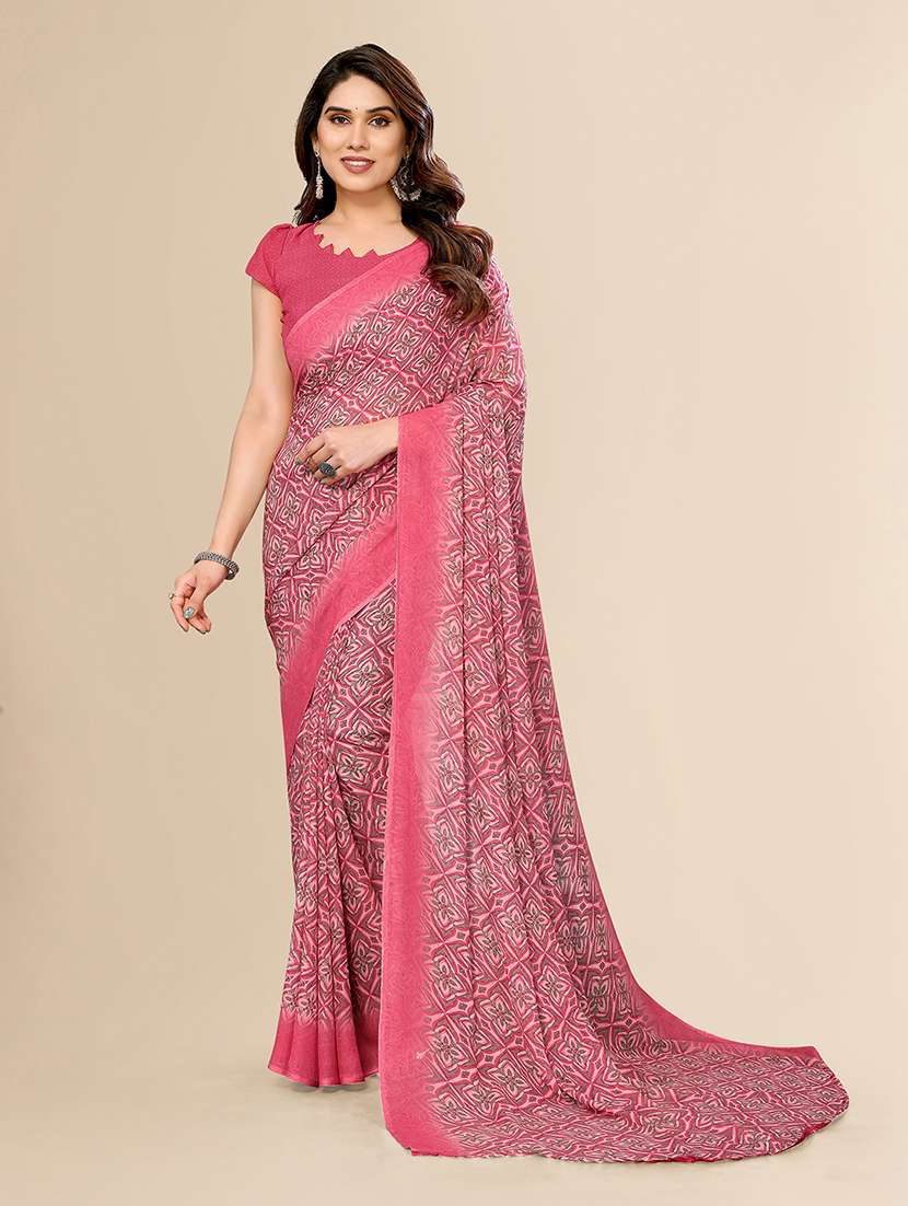 women printed casual wear saree with blouse
