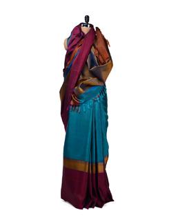 Designer Blue Kanjeevaram Silk Saree - Design Oasis by Manish Saksena