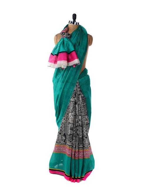Elegant Red & Black Printed Saree - ROOP KASHISH