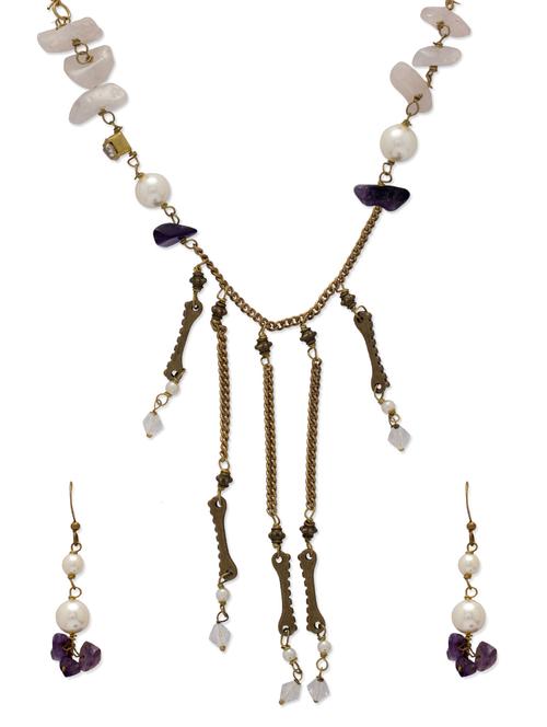 Elegant Purple & Gold Jewellery Set - Ivory Tag