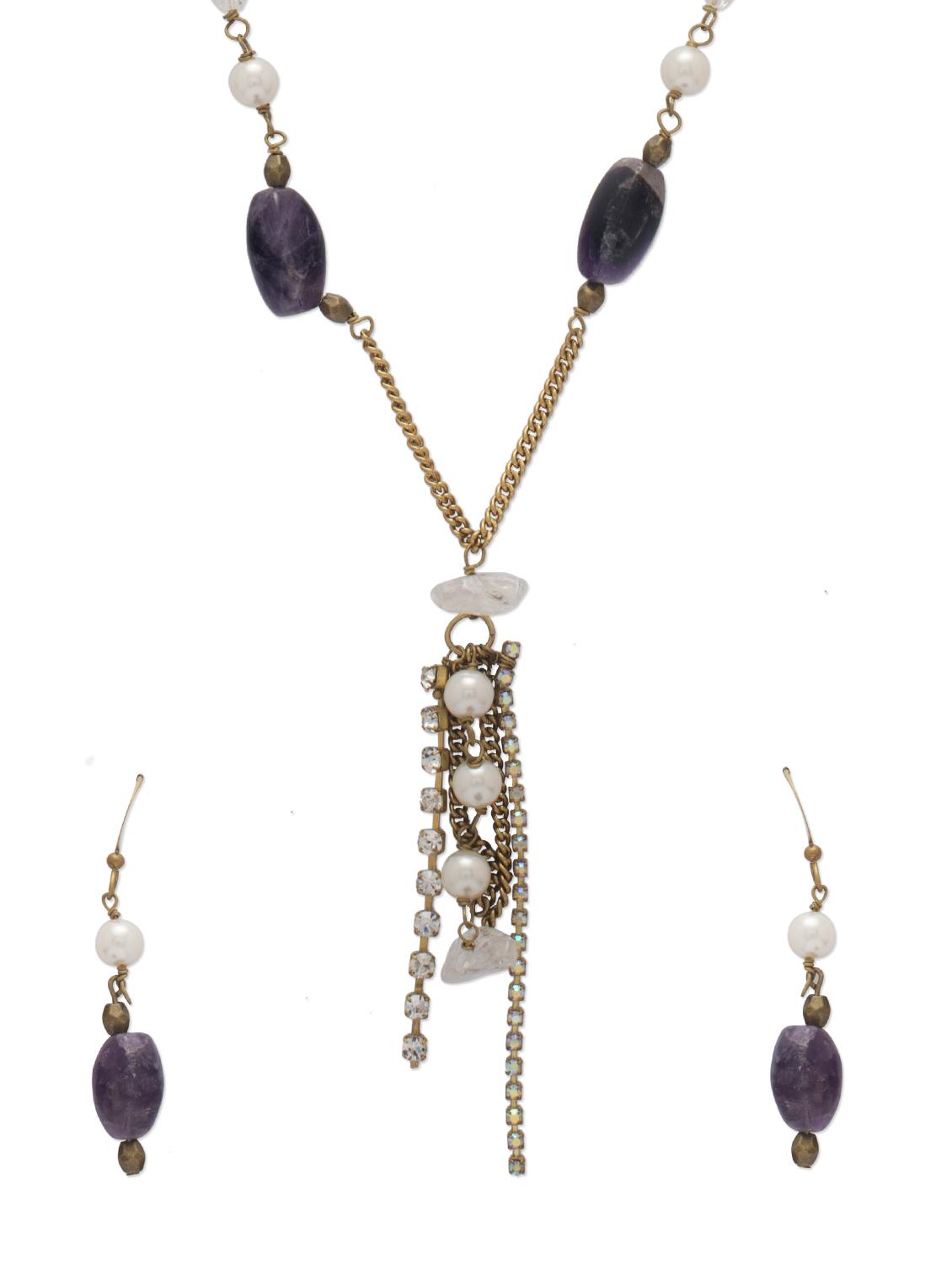 Fancy Purple & Gold Jewellery Set - Ivory Tag
