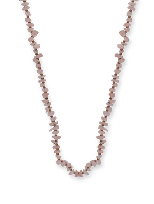 Light Pink & Gold Long Necklace - Ivory Tag