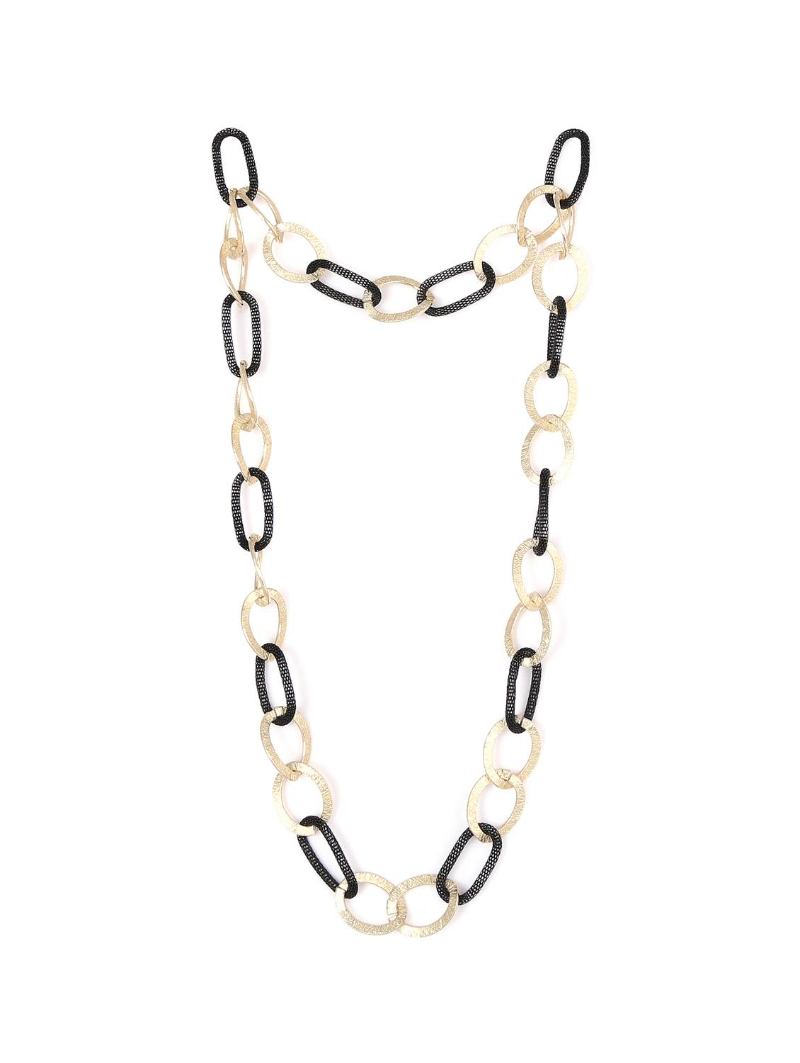Black & Gold Interlocked Chain Necklace - F.A.D.