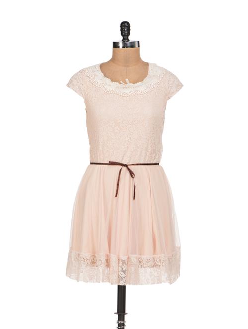 Cutsie Beige Lace Dress - Sanchey
