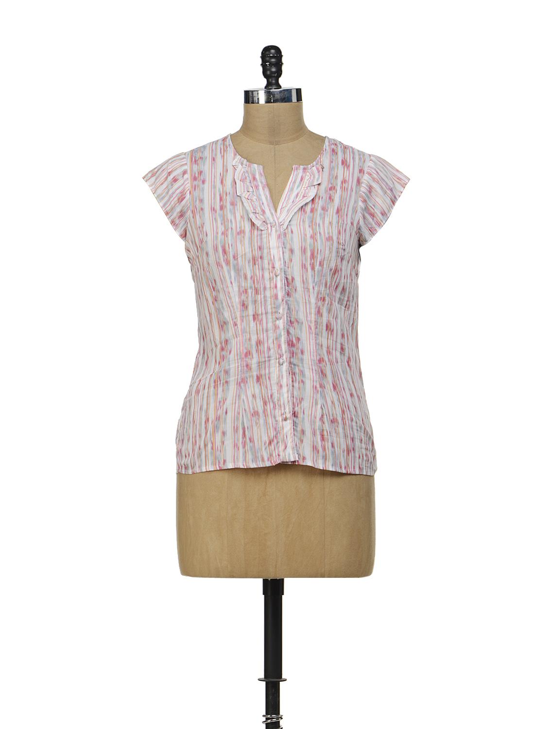Abstract Striped Cotton Top - Osia Italia