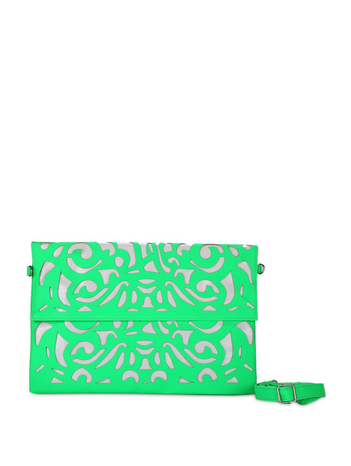 Oversized Green Cutwork Clutch - 44925 - Zoom Image - 2