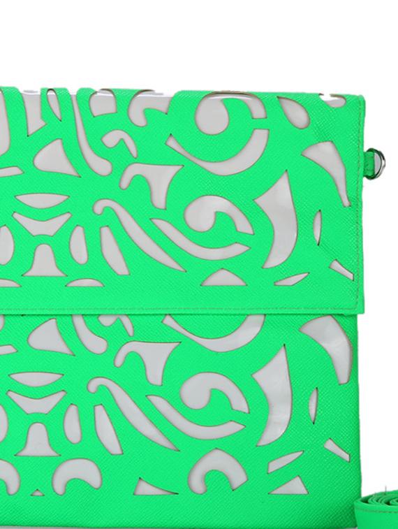 Oversized Green Cutwork Clutch - 44925 - Zoom Image - 5
