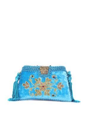 Rich Blue Velvet Box Clutch - 44952 - Standard Image - 2