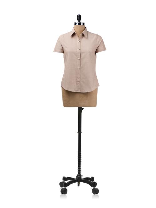 Brown Shirt With Contrasting Piping On The Button Placket - ENAH