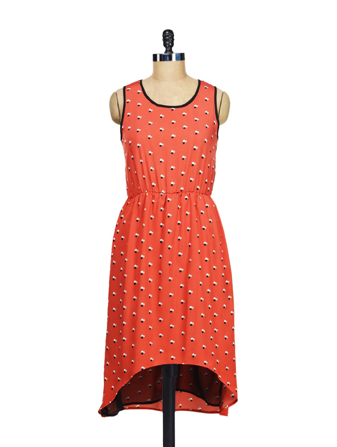 Asymmetrical Red Dress With Lacy Back - AKYRA