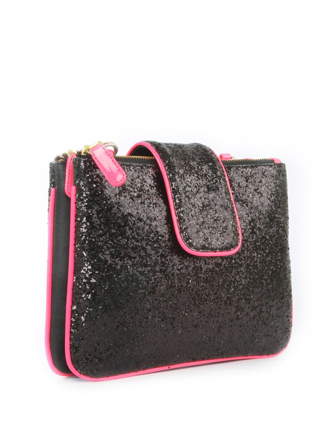 Black Sequin Clutch with Pink Piping - 47844 - Zoom Image - 5