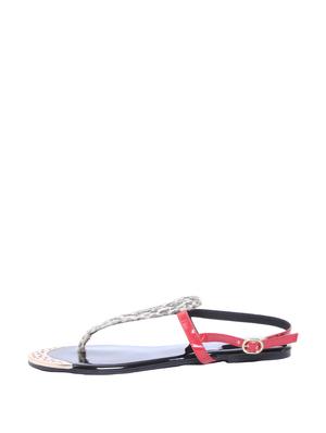 Animal Print with Gold Plate Thong Flats - 47899 - Standard Image - 2