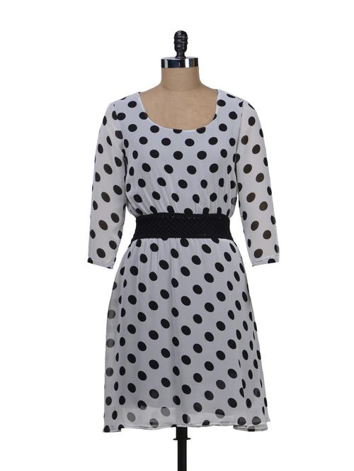 Polka Dots Dress With Elasticized Waist - Deal Jeans