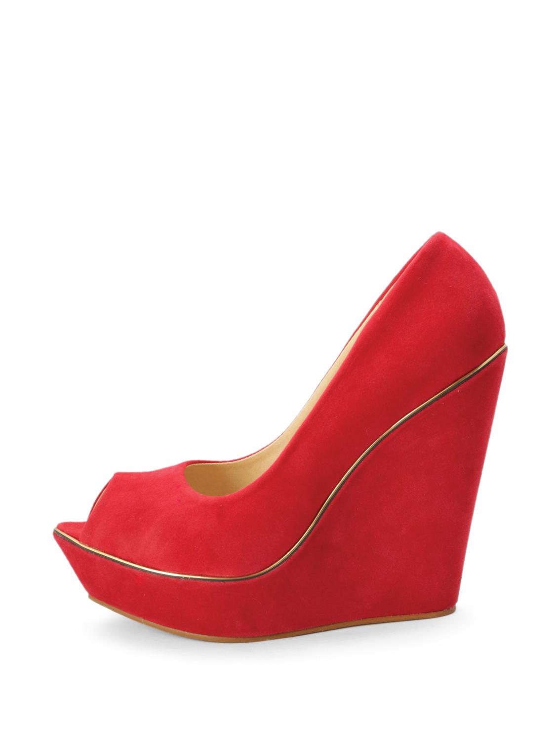 pheddies red hot peep toe suede wedges - 54904 - Zoom Image - 2