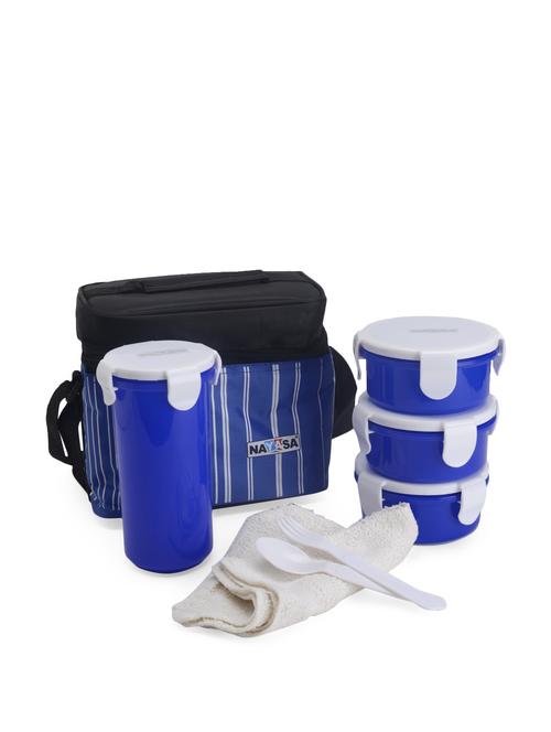 Toasty Big Lunch Box With Pouch- Blue - Nayasa