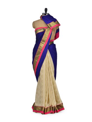 Designer Blue & Beige Saree