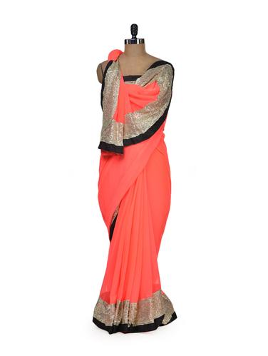 Pretty Peach Designer Saree