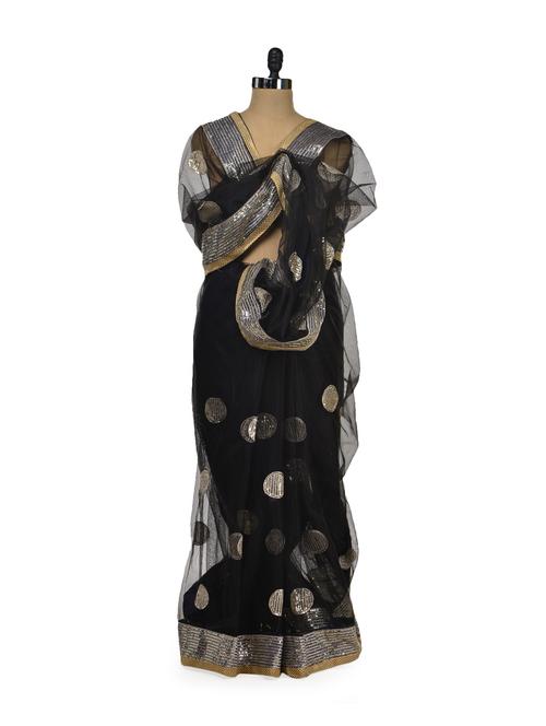 Designer Black Net Saree - Get Style At Home