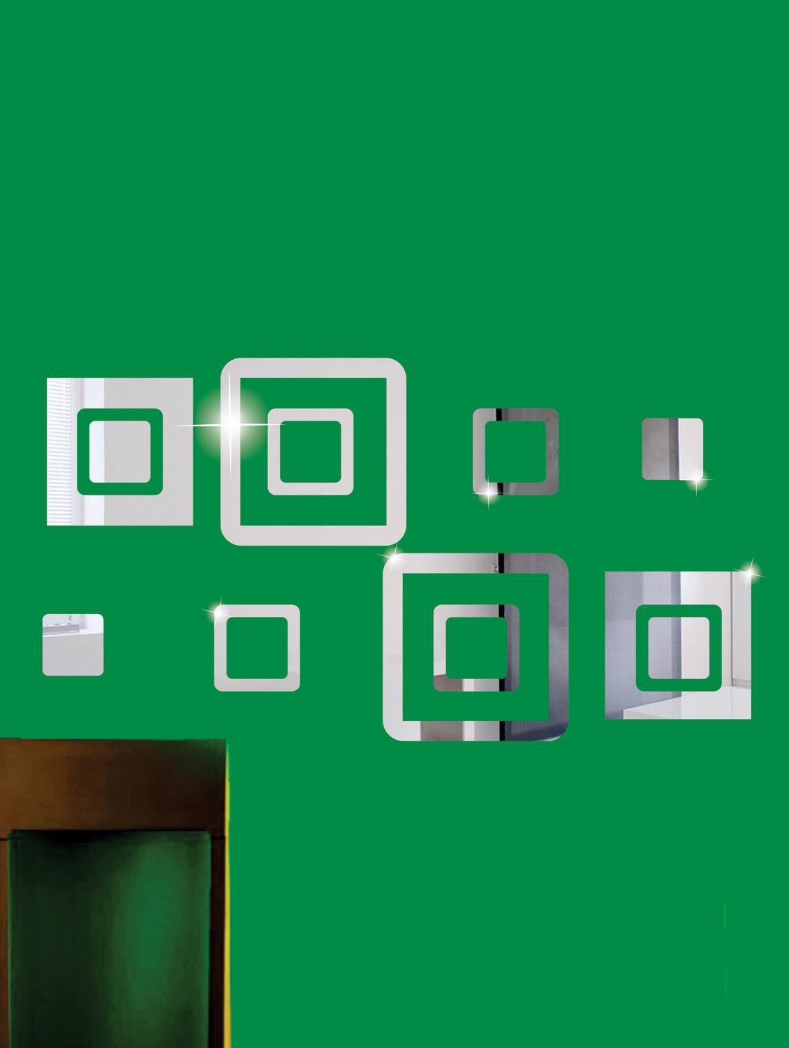 Scattered Squares 3D Mirror Sticker - Zeeshaan