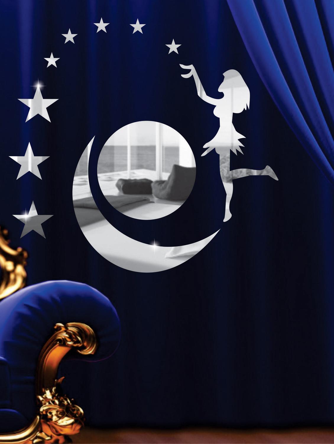 Moon And Angel 3D Mirror Sticker - Zeeshaan